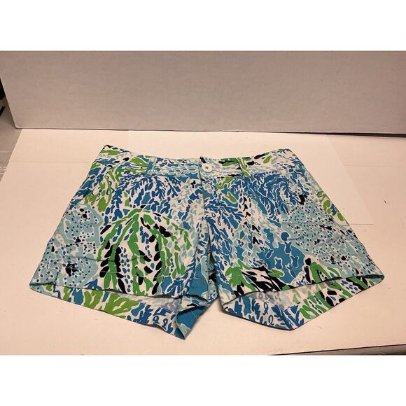 Lilly Pulitzer Lets Cha‎ Cha Blue Callahan Shorts Size 0 Preppy Chino Casual - Picture 1 of 7